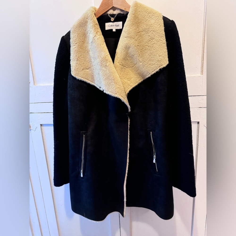 Mixed media coat, Calvin Klein